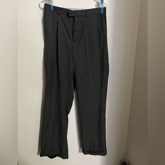 NAUTICA Classic Dress Pants with Bottom Hem Cuff Dark Grey‎ Boy's Size 18 EUC - Picture 1 of 5